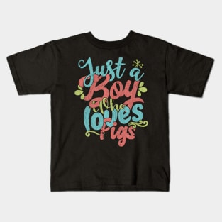 Just A Boy Who Loves Pigs - Farmer Gift graphic Kids T-Shirt